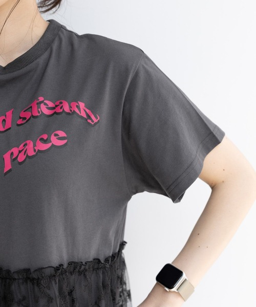 RAGEBLUE(レイジブルー)の「レースドッキング半袖ワンピース(ワンピース・レディース・ホワイト/ダークグレー・FREE)」の13枚目の写真