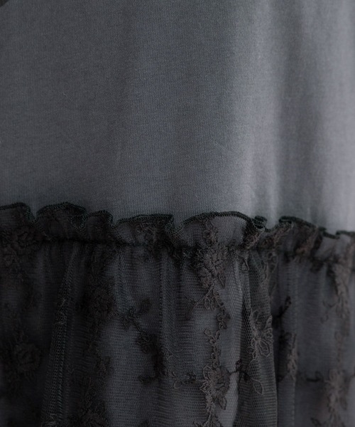 RAGEBLUE(レイジブルー)の「レースドッキング半袖ワンピース(ワンピース・レディース・ホワイト/ダークグレー・FREE)」の15枚目の写真