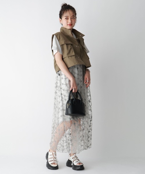 RAGEBLUE(レイジブルー)の「レースドッキング半袖ワンピース(ワンピース・レディース・ホワイト/ダークグレー・FREE)」の19枚目の写真