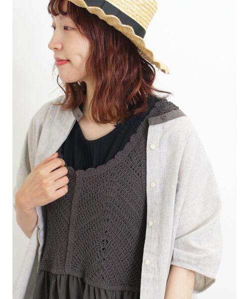Samansa Mos2（サマンサ モスモス）の「クロシェ編み風切替ノースリーブワンピース（ワンピース・レディース・キナリ/チャコールグレー/ブラウン・F）」の10枚目の写真