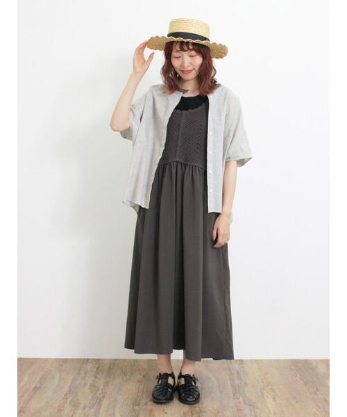 Samansa Mos2（サマンサ モスモス）の「クロシェ編み風切替ノースリーブワンピース（ワンピース・レディース・キナリ/チャコールグレー/ブラウン・F）」の11枚目の写真