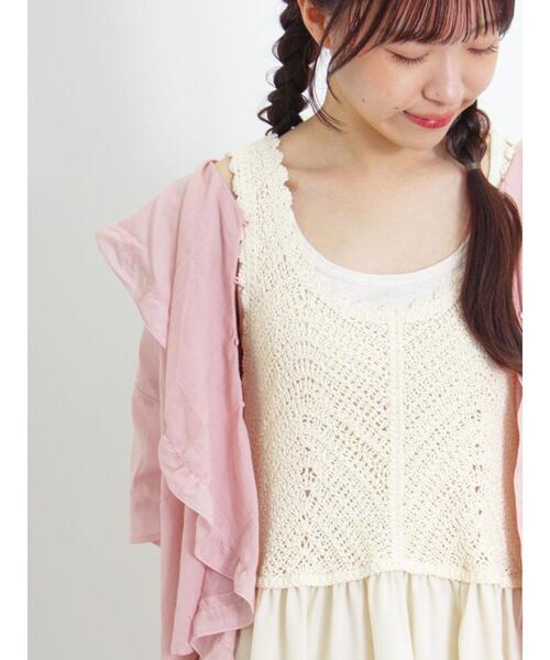 Samansa Mos2（サマンサ モスモス）の「クロシェ編み風切替ノースリーブワンピース（ワンピース・レディース・キナリ/チャコールグレー/ブラウン・F）」の14枚目の写真