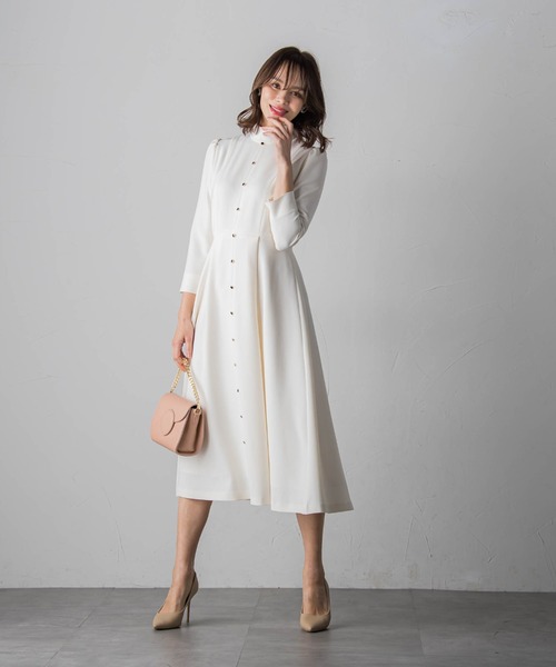 Suwen Double Collar Stripe ウエスト飾り Dress ワンピース 50546745803A.jpg