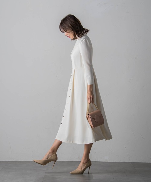 Suwen Double Collar Stripe ウエスト飾り Dress ワンピース 50546745803A.jpg