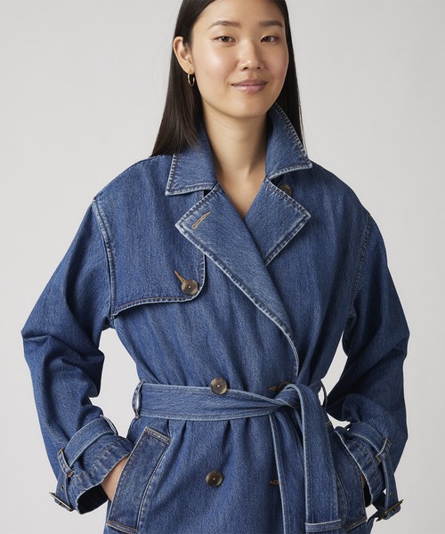 Levi's リーバイス　ウォバッシュ　デニム　トレンチコート ウエストベルト付 セール】Levi's/リーバイス ロングトレンチコート（トレンチコート