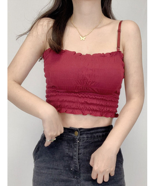 VIVID LADY(ビビッドレディー)の「チューブトップ レディース ブラトップ(Tシャツ/カットソー・レディース・アイボリー/ブラック/カーキ/ワイン/グレー/ダークベージュ・FREE)」の14枚目の写真