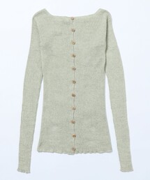 BASERANGE | Baserange/ベースレンジ DANDE LONG SLEEVE / KNDAL-LI-AU24 / リネン混リブボタンダウンセーター(ニット/セーター)