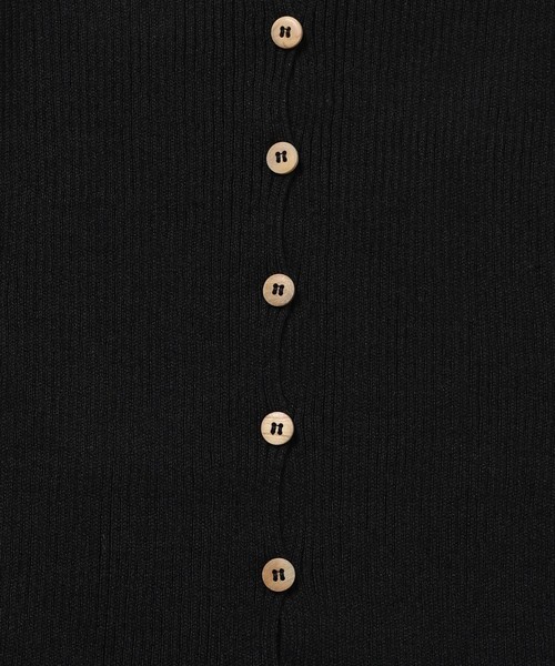 BASERANGE（ベースレンジ）の「Baserange/ベースレンジ DANDE LONG SLEEVE / KNDAL-LI-AU24 / リネン混リブボタンダウンセーター（ニット/セーター・レディース・ブラック/グリーン・SMALL）」の8枚目の写真