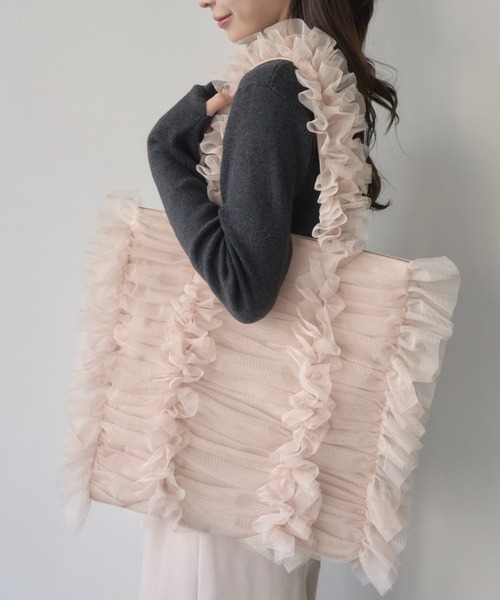 【セール】チュールフリルトートバッグ（トートバッグ）｜mellowneon（メロウネオン）