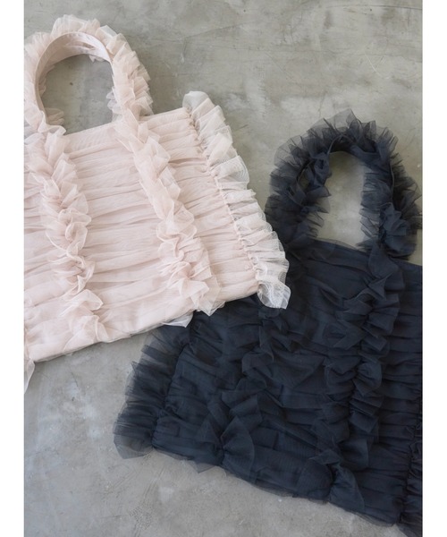 【セール】チュールフリルトートバッグ（トートバッグ）｜mellowneon（メロウネオン）