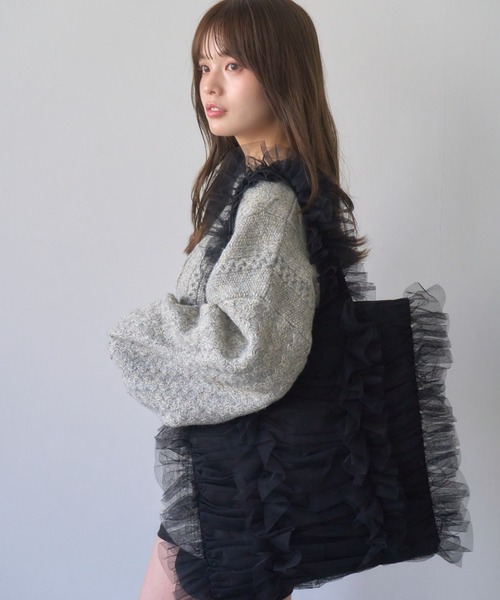 【セール】チュールフリルトートバッグ（トートバッグ）｜mellowneon（メロウネオン）