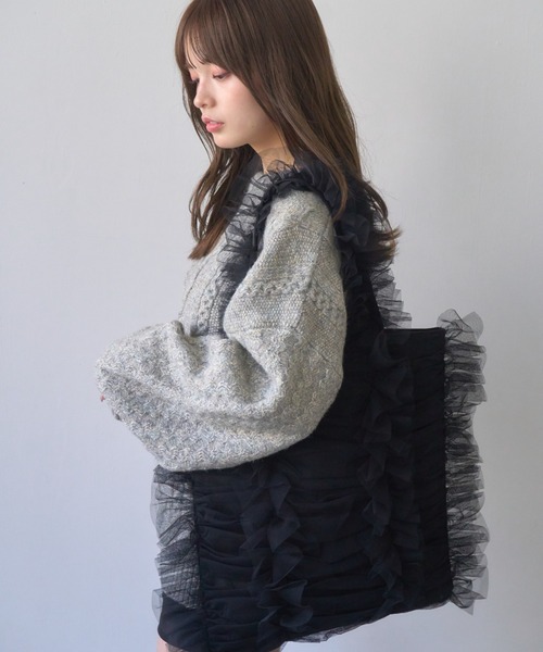 【セール】チュールフリルトートバッグ（トートバッグ）｜mellowneon（メロウネオン）