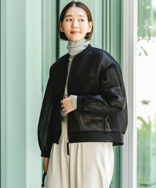 F by ROSSO(エフバイロッソ)の「F by ROSSO シアーシャツブルゾン(ブルゾン・レディース・ブラック/ブラウン・FREE)」の1枚目の写真