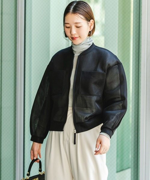 F by ROSSO(エフバイロッソ)の「F by ROSSO シアーシャツブルゾン(ブルゾン・レディース・ブラック/ブラウン・FREE)」の5枚目の写真