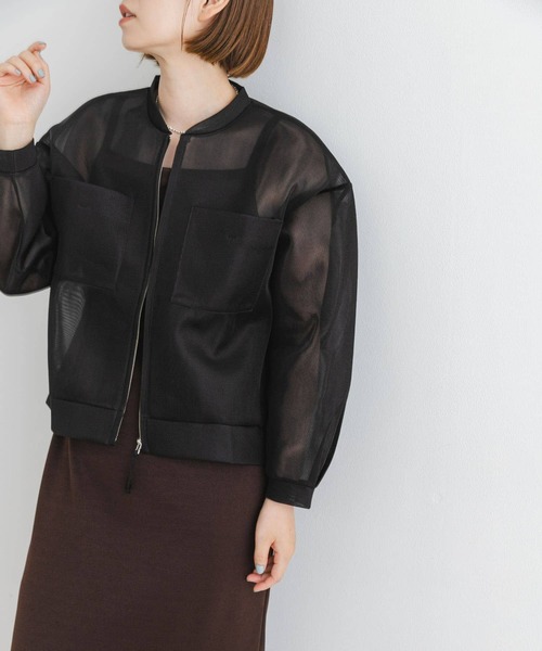 F by ROSSO(エフバイロッソ)の「F by ROSSO シアーシャツブルゾン(ブルゾン・レディース・ブラック/ブラウン・FREE)」の8枚目の写真