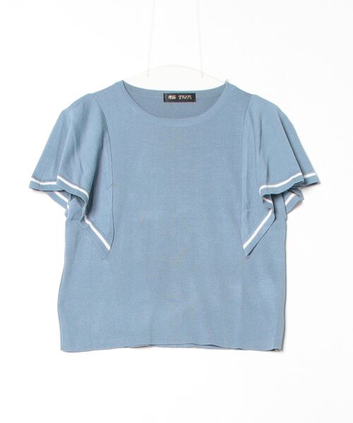 FREE STYLISTS(フリー スタイリスト)の「配色ラインサマーニットトップス(Tシャツ/カットソー・レディース・ベージュ/オフホワイト/ブルーグレー・FREE)」の13枚目の写真