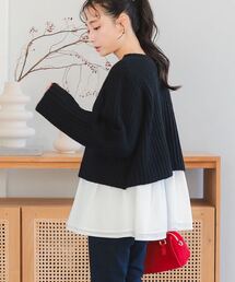 Petitle | [ 低身長向けサイズ ] ショートニット×ペプラムブラウスセット(ニット/セーター)