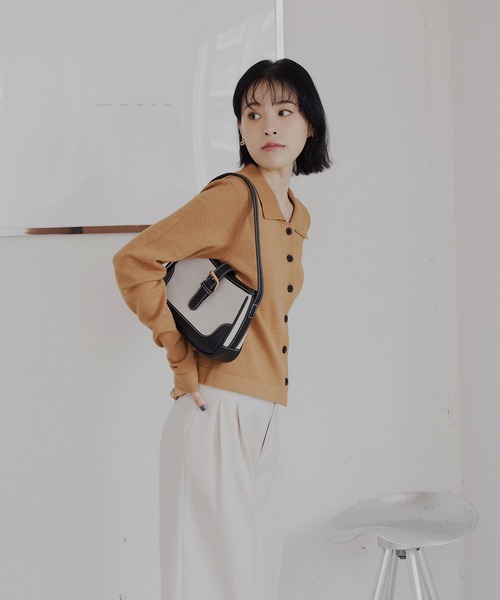 CHAN ME（チャンミ）の「ポロカーディガン（ニット/セーター・レディース・グレー/ブラック/アイボリー/ネイビー/キャメル・MEDIUM/LARGE/X-LARGE）」の8枚目の写真