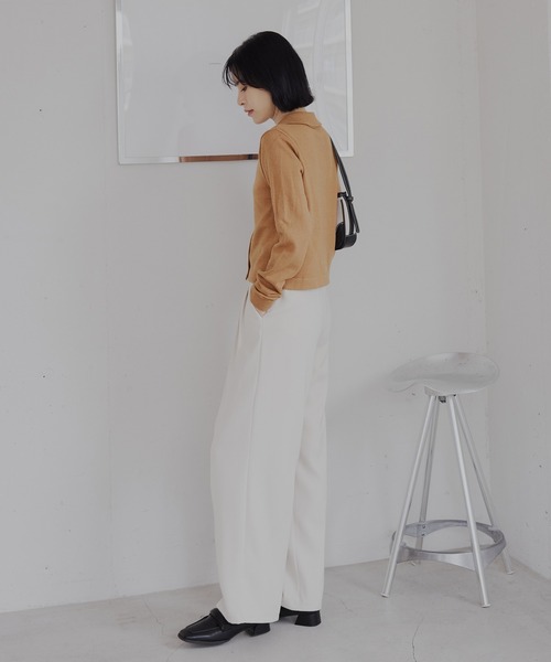 CHAN ME（チャンミ）の「ポロカーディガン（ニット/セーター・レディース・グレー/ブラック/アイボリー/ネイビー/キャメル・MEDIUM/LARGE/X-LARGE）」の9枚目の写真