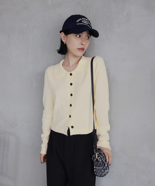 CHAN ME（チャンミ）の「ポロカーディガン（ニット/セーター・レディース・グレー/ブラック/アイボリー/ネイビー/キャメル・MEDIUM/LARGE/X-LARGE）」の11枚目の写真