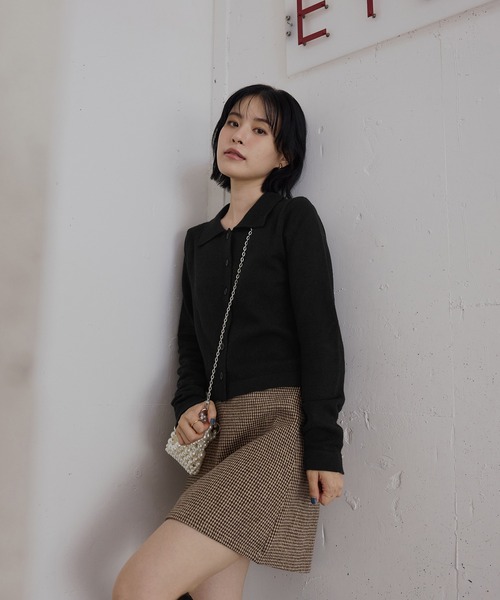 CHAN ME（チャンミ）の「ポロカーディガン（ニット/セーター・レディース・グレー/ブラック/アイボリー/ネイビー/キャメル・MEDIUM/LARGE/X-LARGE）」の19枚目の写真