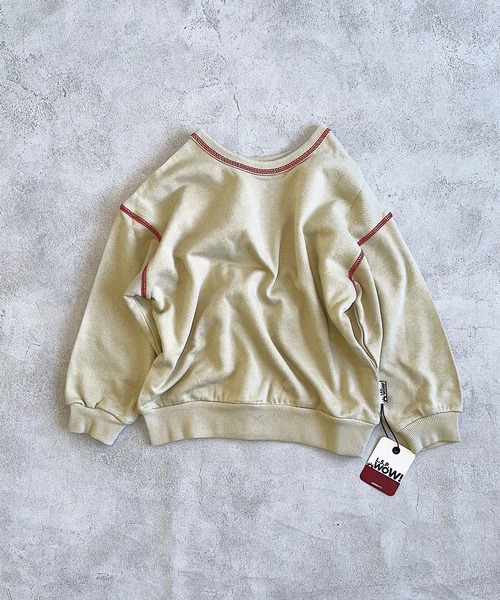 LSP WOW（エルエスピーワオ）の「【LSP WOW!】両面マイニチトレーナー（スウェット・キッズ・チャコール/オレンジ/マスタード/ベージュ/ラベンダー/ネイビー/グリーン/ピンク/ブラウン/レッド/ライトブルー/ブラック/カーキ/オフホワイト/グレー・80/90/100/110/120/130）」の7枚目の写真