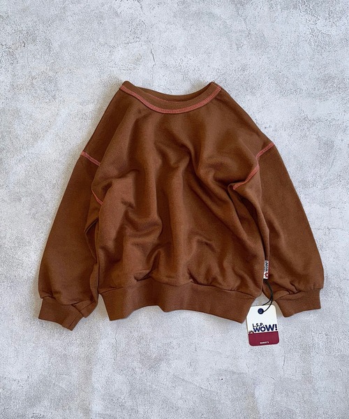 LSP WOW（エルエスピーワオ）の「【LSP WOW!】両面マイニチトレーナー（スウェット・キッズ・チャコール/オレンジ/マスタード/ベージュ/ラベンダー/ネイビー/グリーン/ピンク/ブラウン/レッド/ライトブルー/ブラック/カーキ/オフホワイト/グレー・80/90/100/110/120/130）」の6枚目の写真