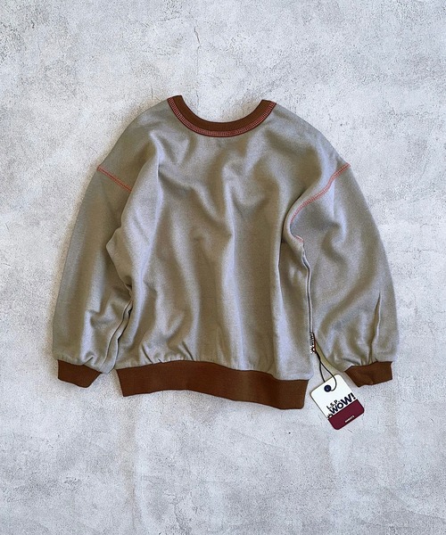 LSP WOW（エルエスピーワオ）の「【LSP WOW!】両面マイニチトレーナー（スウェット・キッズ・チャコール/オレンジ/マスタード/ベージュ/ラベンダー/ネイビー/グリーン/ピンク/ブラウン/レッド/ライトブルー/ブラック/カーキ/オフホワイト/グレー・80/90/100/110/120/130）」の4枚目の写真