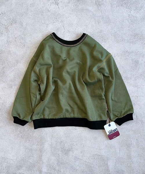 LSP WOW（エルエスピーワオ）の「【LSP WOW!】両面マイニチトレーナー（スウェット・キッズ・チャコール/オレンジ/マスタード/ベージュ/ラベンダー/ネイビー/グリーン/ピンク/ブラウン/レッド/ライトブルー/ブラック/カーキ/オフホワイト/グレー・80/90/100/110/120/130）」の8枚目の写真