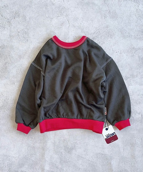 LSP WOW（エルエスピーワオ）の「【LSP WOW!】両面マイニチトレーナー（スウェット・キッズ・チャコール/オレンジ/マスタード/ベージュ/ラベンダー/ネイビー/グリーン/ピンク/ブラウン/レッド/ライトブルー/ブラック/カーキ/オフホワイト/グレー・80/90/100/110/120/130）」の5枚目の写真