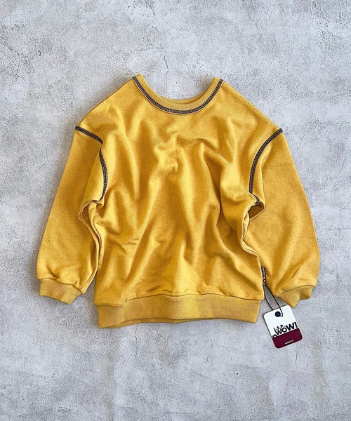 LSP WOW（エルエスピーワオ）の「【LSP WOW!】両面マイニチトレーナー（スウェット・キッズ・チャコール/オレンジ/マスタード/ベージュ/ラベンダー/ネイビー/グリーン/ピンク/ブラウン/レッド/ライトブルー/ブラック/カーキ/オフホワイト/グレー・80/90/100/110/120/130）」の12枚目の写真