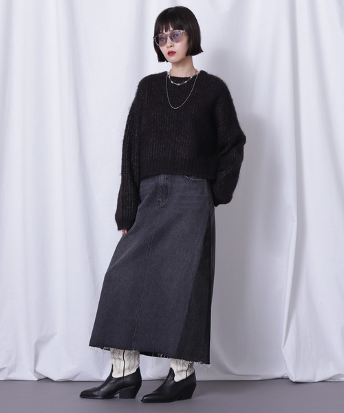 ROSE BUD（ローズバッド）の「ドッキングデニムスカート（デニムスカート・レディース・ブルー/ブラック・FREE）」の3枚目の写真