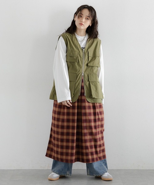 RAGEBLUE（レイジブルー）の「フロントジップ/オンブレチェックフレアキャミワンピース（ワンピース・レディース・ブラック/レッド・FREE）」の4枚目の写真