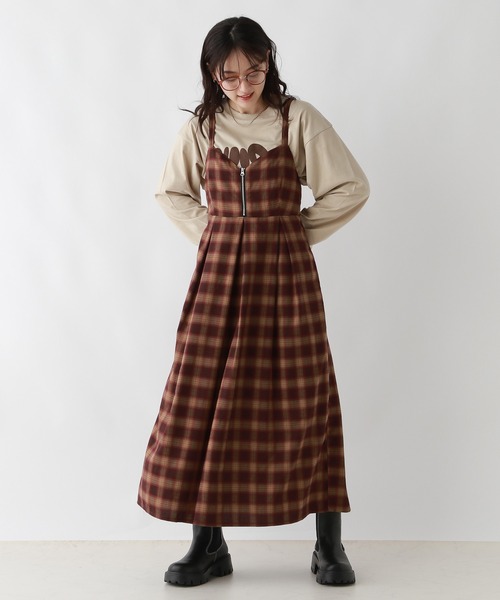 RAGEBLUE（レイジブルー）の「フロントジップ/オンブレチェックフレアキャミワンピース（ワンピース・レディース・ブラック/レッド・FREE）」の15枚目の写真