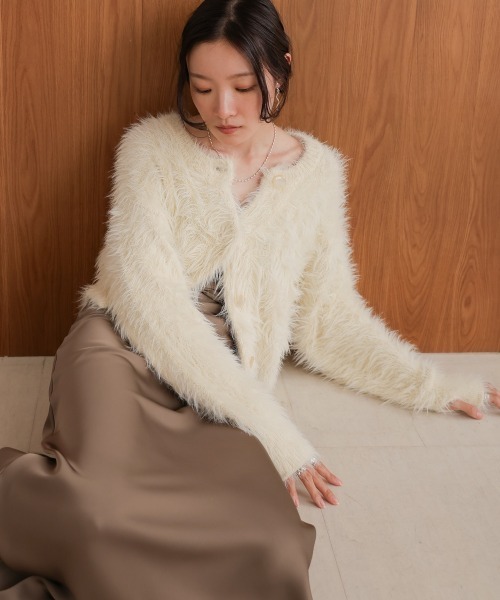 Bab（バブ）の「前後2WAYシャギーカーディガン（カーディガン/ボレロ・レディース・イエロー/モカ/グレー/アイボリー・FREE）」の5枚目の写真