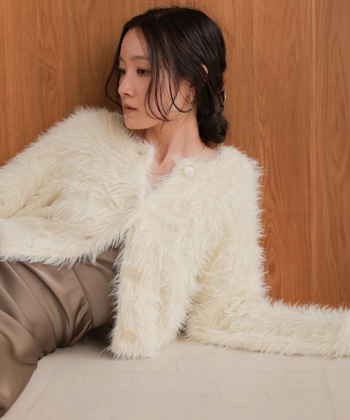 Bab（バブ）の「前後2WAYシャギーカーディガン（カーディガン/ボレロ・レディース・イエロー/モカ/グレー/アイボリー・FREE）」の6枚目の写真