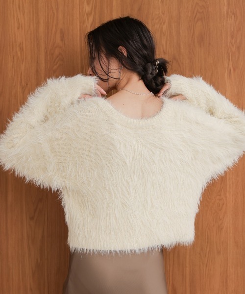 Bab（バブ）の「前後2WAYシャギーカーディガン（カーディガン/ボレロ・レディース・イエロー/モカ/グレー/アイボリー・FREE）」の13枚目の写真