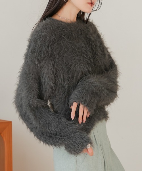 Bab（バブ）の「前後2WAYシャギーカーディガン（カーディガン/ボレロ・レディース・イエロー/モカ/グレー/アイボリー・FREE）」の17枚目の写真