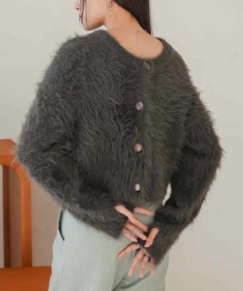 Bab（バブ）の「前後2WAYシャギーカーディガン（カーディガン/ボレロ・レディース・イエロー/モカ/グレー/アイボリー・FREE）」の20枚目の写真