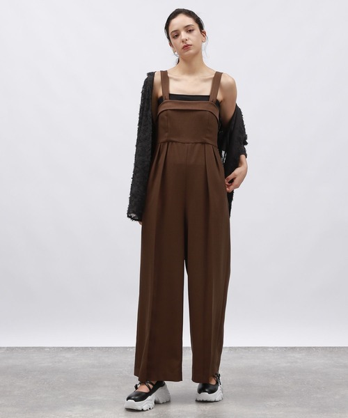 pheeny サロペット　ブラウン リエディ Re:EDIT [低身長サイズ有]コットンリネン2WAYサロペット