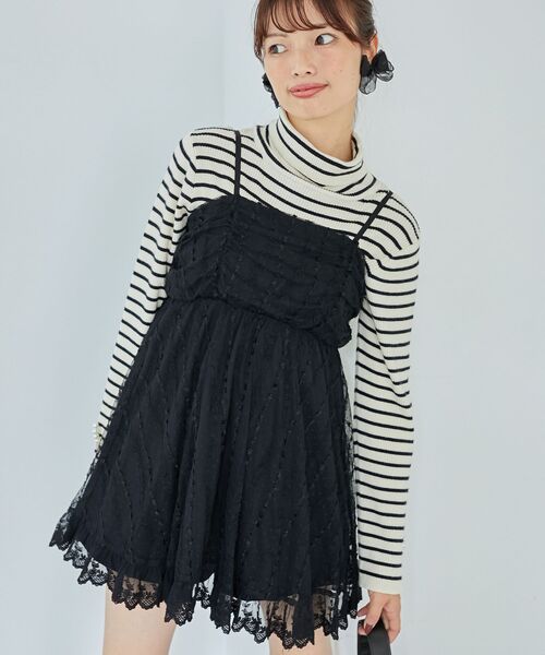 MAJESTIC LEGON(マジェスティックレゴン)の「裾レースドロストビスチェ(キャミソール・レディース・アイボリー/ピンク/ブラック・MEDIUM)」の2枚目の写真