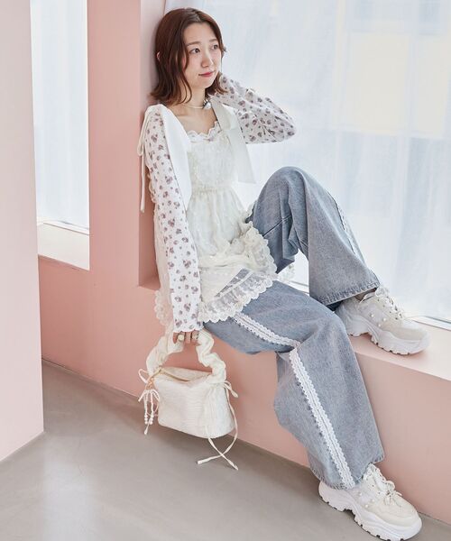 MAJESTIC LEGON(マジェスティックレゴン)の「裾レースドロストビスチェ(キャミソール・レディース・アイボリー/ピンク/ブラック・MEDIUM)」の4枚目の写真