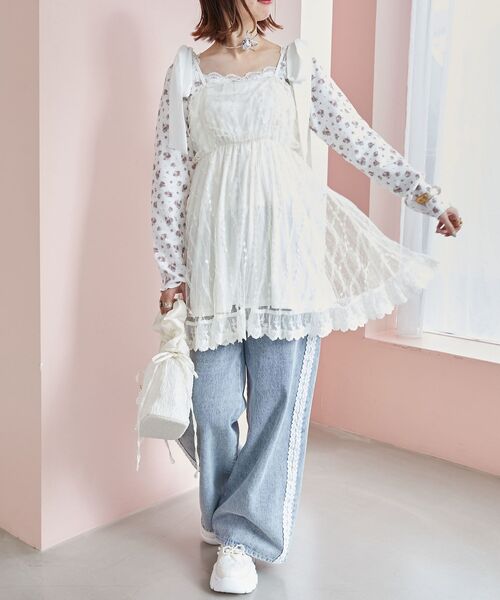 MAJESTIC LEGON(マジェスティックレゴン)の「裾レースドロストビスチェ(キャミソール・レディース・アイボリー/ピンク/ブラック・MEDIUM)」の5枚目の写真