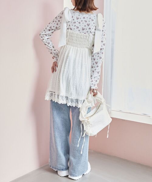 MAJESTIC LEGON(マジェスティックレゴン)の「裾レースドロストビスチェ(キャミソール・レディース・アイボリー/ピンク/ブラック・MEDIUM)」の7枚目の写真