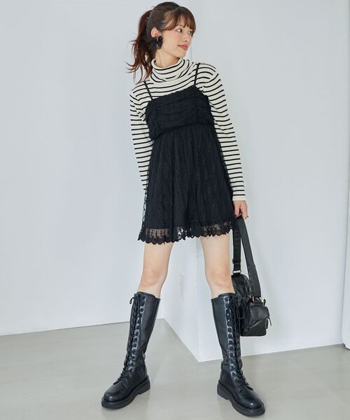 MAJESTIC LEGON(マジェスティックレゴン)の「裾レースドロストビスチェ(キャミソール・レディース・アイボリー/ピンク/ブラック・MEDIUM)」の13枚目の写真