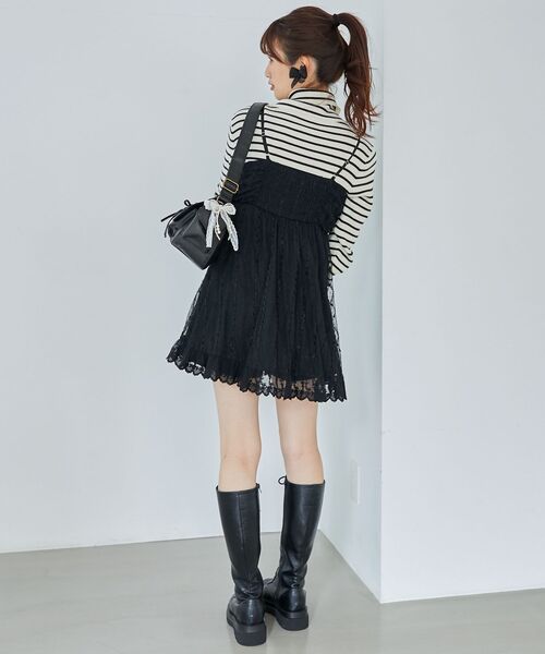 MAJESTIC LEGON(マジェスティックレゴン)の「裾レースドロストビスチェ(キャミソール・レディース・アイボリー/ピンク/ブラック・MEDIUM)」の15枚目の写真