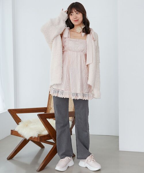 MAJESTIC LEGON(マジェスティックレゴン)の「裾レースドロストビスチェ(キャミソール・レディース・アイボリー/ピンク/ブラック・MEDIUM)」の21枚目の写真