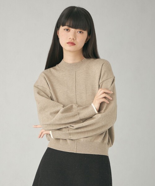EMMEL REFINES（エメルリファインズ）の「＜EMMEL REFINES＞EM ハイショクパイピング ニットプルオーバー（ニット/セーター・レディース・グレー/ベージュ・FREE）」の4枚目の写真
