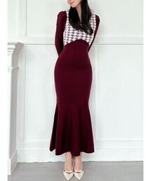 RESEXXY | ハウンドトゥースマーメイドニットワンピース(ワンピース)