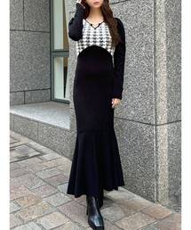 RESEXXY | ハウンドトゥースマーメイドニットワンピース(ワンピース)